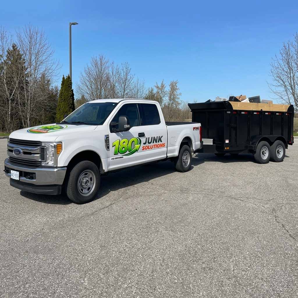 180 Junk Solutions truck on a junk removal pickup in York Region